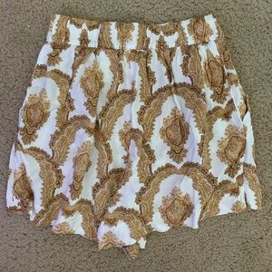 F21 White and Gold Detailed Flowy Shorts